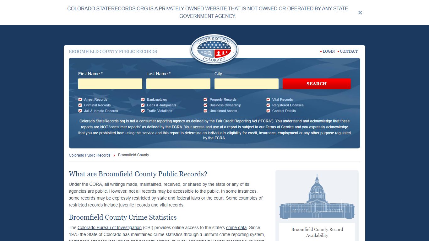 Broomfield County Arrest, Court, and Public Records | StateRecords.org