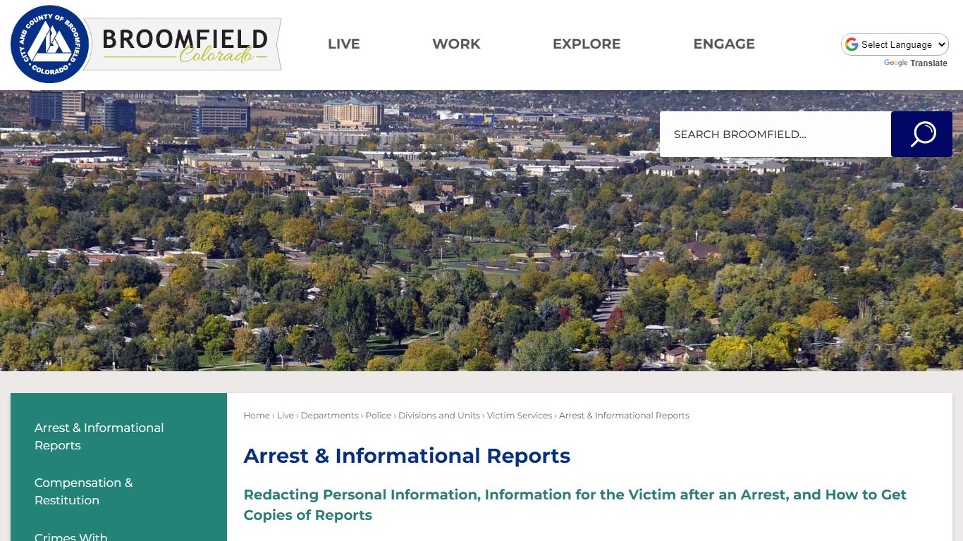 Arrest & Informational Reports | City and County of Broomfield ...